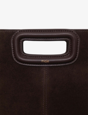 Maje Womens Dark Brown M Fringed Suede Handbag In Brown