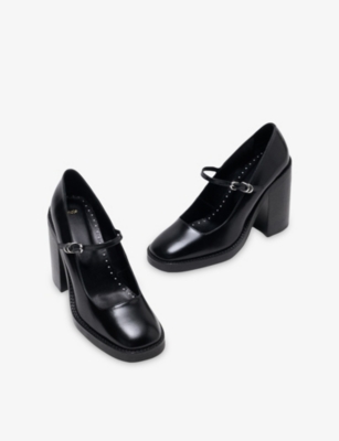 Maje Leather Mary Janes In Black