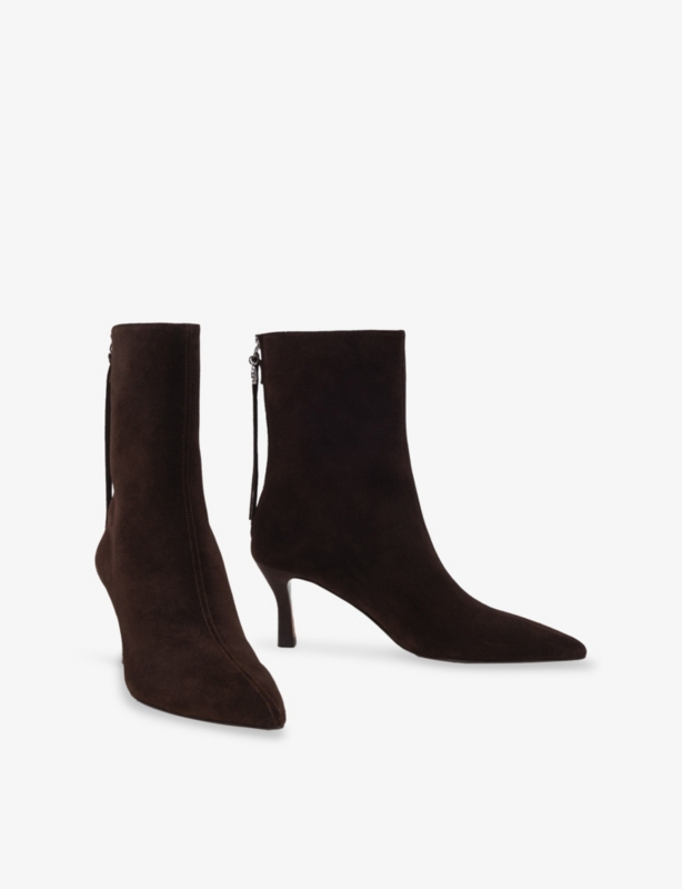Zipped Heeled Suede Ankle Boots