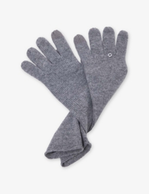 Maje Womens Grey Branded Wool And Cashmere Gloves In Gray