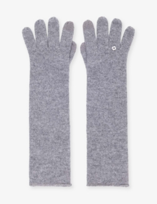 Maje Womens Grey Branded Wool And Cashmere Gloves In Gray