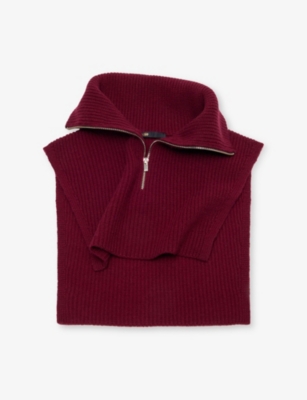 MAJE: Zip-Up Wool And Cashmere Collar