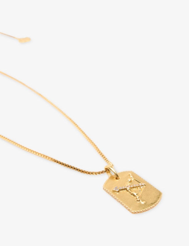 Zodiac-Plaque Metal Necklace