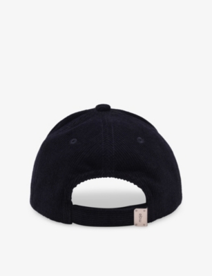 Maje Womens Navy Corduroy Logo-embroidered Cotton Baseball Cap In Blue