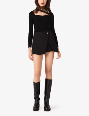 MAJE: Sweetheart-Neck Slim-Fit Stretch Wool-Blend Jumper