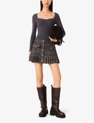 MAJE: Sweetheart-Neck Slim-Fit Stretch Wool-Blend Jumper