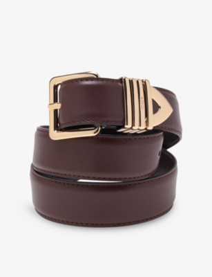 Maje Womens Dark Brown Smooth Leather Buckle Belt In Brown