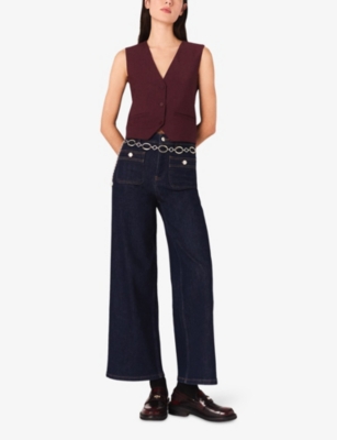 MAJE: Sleeveless V-Neck Stretch Wool-Blend Jacket