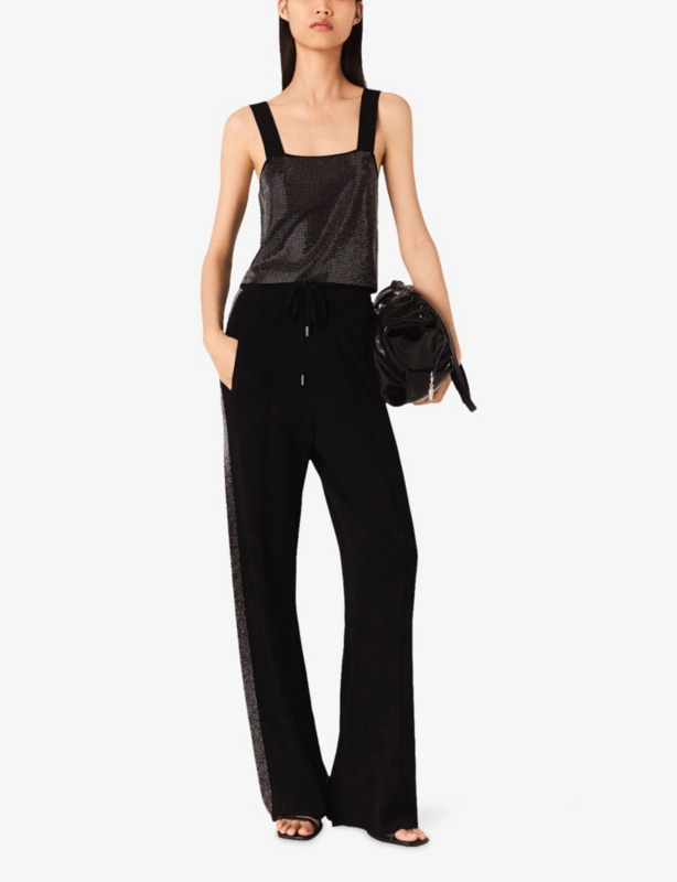 Strappy Diamanté-Embellished Knitted Top