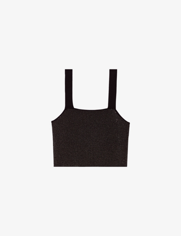 Strappy Diamanté-Embellished Knitted Top