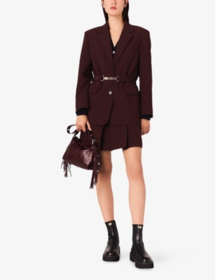 MAJE: Belted Single-Breasted Stretch Wool-Blend Blazer