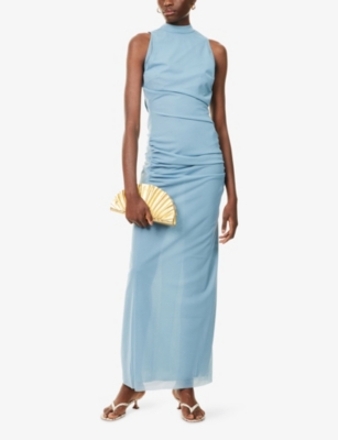 Sir Womens Aqua Ruby Open-back Woven Gown Xs In Blue