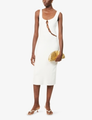 Sir Womens Ivory Chiara Beaded Knitted Midi Dress In White