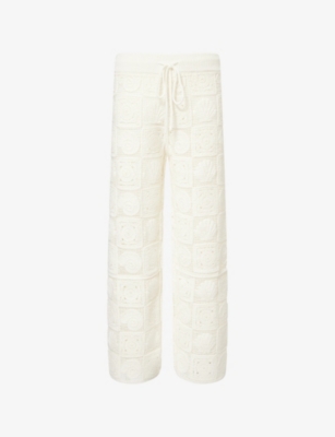 Rails Womens White Sea Shell Crochet  X Lspace Maja Drawstring Cotton-blend Trousers In White