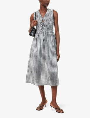Rails Womens Ash Seersucker Adine Check-print Woven Midi Dress In Multi