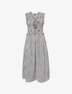 Rails Womens Ash Seersucker Adine Check-print Woven Midi Dress In Multi