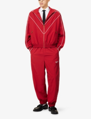Willy Chavarria Mens Bad Boy Embroidered-text Nylon Joggers In Red