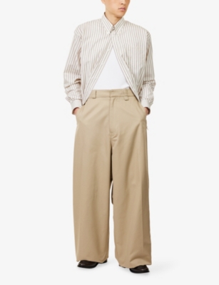 Willy Chavarria Mens Travertine Cholo Wide-leg Cotton Blend Chino Trousers In Brown