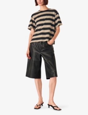 WHISTLES: Wide-Striped Short-Sleeve Cotton T-Shirt