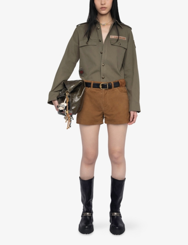 Taskam Brand-Embroidered Cotton-Canvas Overshirt