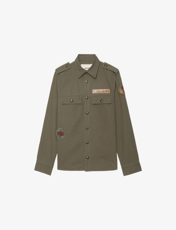 Taskam Brand-Embroidered Cotton-Canvas Overshirt