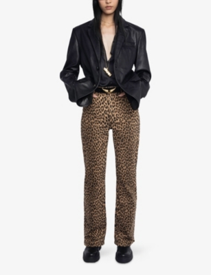 Zadig & Voltaire Womens Daim Evy Leopard-print Denim Jeans In Animal Print