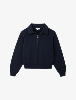 The White Company: Travel Half-Zip Cotton-Jersey Sweatshirt