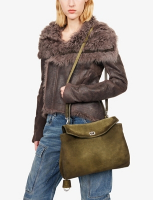 Balenciaga Womens Khaki Rodeo Medium Suede Top-handle Bag In Brown