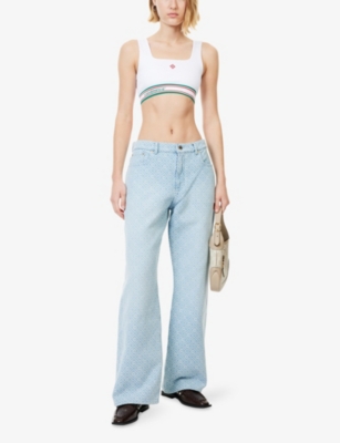 CASABLANCA: Logo Ribbed Jersey Bralette