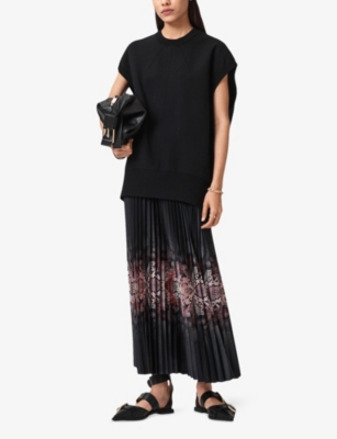 ALLSAINTS: Harley Snake-Print Stretch-Satin Midi Dress