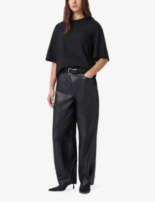Allsaints Womens Black Amelie Skull-motif Cotton-jersey T-shirt In Black