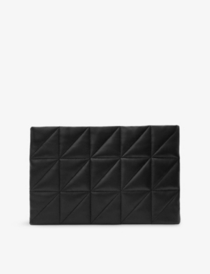 Allsaints Womens  Bettina Quilted Leather Clutch Bag In Black