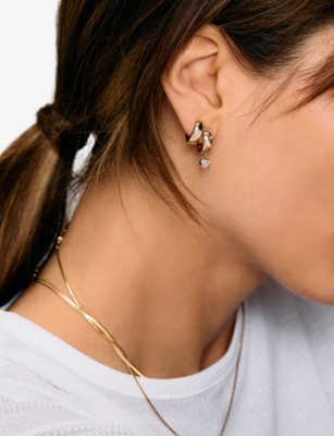 ROXANNE FIRST: Heart Polka Dot 14ct Yellow Gold And 0.47ct Diamond Drop Hoop Earrings