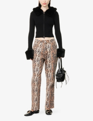 House Of Sunny Womens Sable Peggy Faux-fur Knitted Cardigan In Black