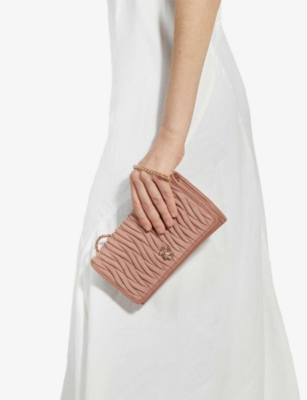 Dune Womens Mink Suede Bug-embellished Suede Cross-body Bag