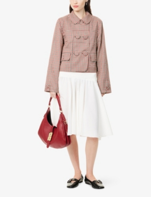 House Of Sunny Womens Multi Wine The Marie Check-print Stretch-woven Jacket In Animal Print