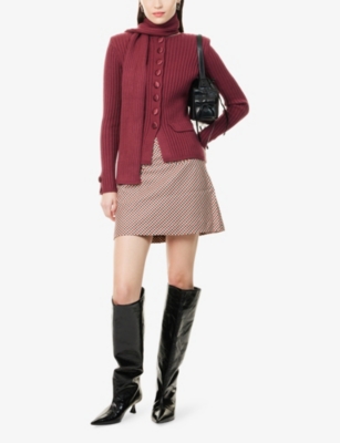 House Of Sunny Womens Burgundy Power Peggy Scarf Knitted Cardigan In Burgundy