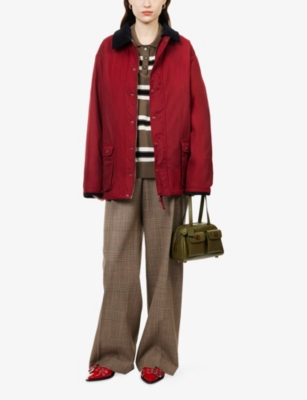 House Of Sunny Womens Wine The Waxed Relaxed-fit Cotton Rain Jacket Xs In Burgundy