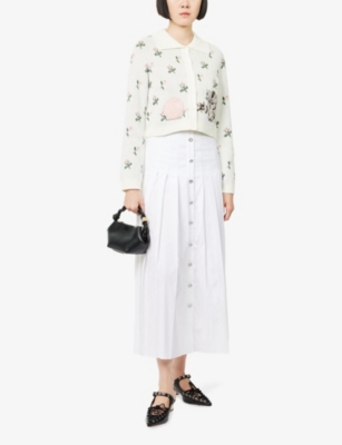 House Of Sunny Womens Milk Time To Play Floral Cotton-blend Cardigan In White