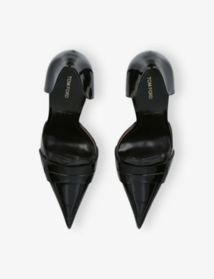 Tom Ford Stylish Pointed Toe Patent Finish Pumps In Black