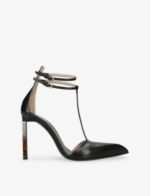 Tom Ford Womens Black T-strap 105 Leather Heeled Pumps Eur 40 / 7 Uk