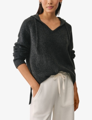 The White Company S Drkchrcmrl Relaxed-fit Cotton-blend Hoody Xs In Brown