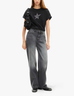 THE KOOPLES: Faded-Wash Wide-Leg High-Rise Jeans