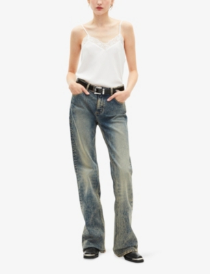 The Kooples Womens Blue Bootcut-leg Mid-rise Stretch-denim Jeans In Multi