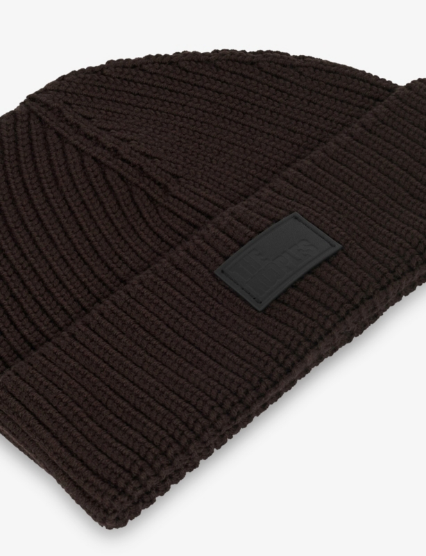 Ribbed Logo-Patch Wool Beanie