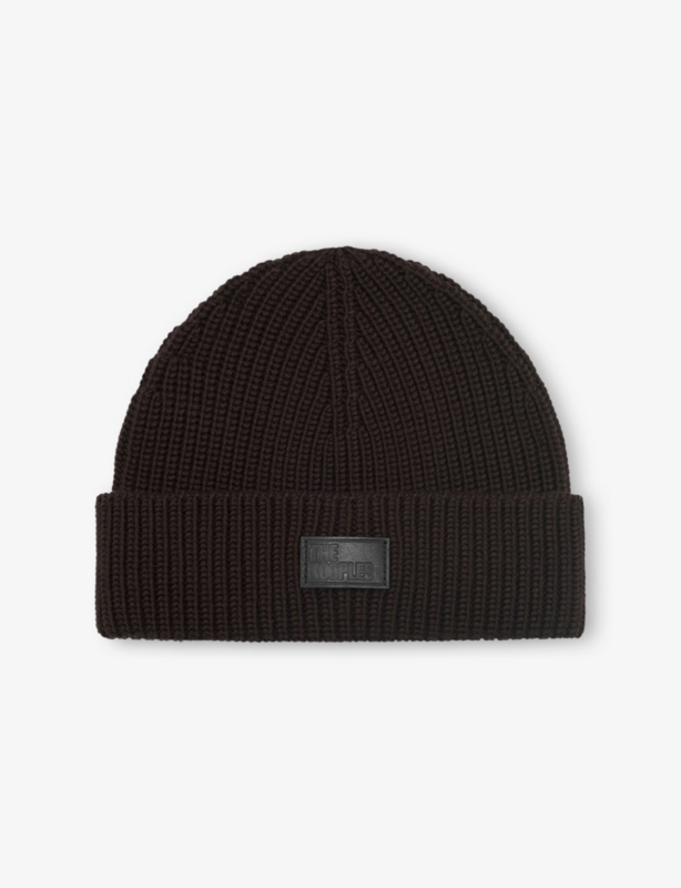 Ribbed Logo-Patch Wool Beanie
