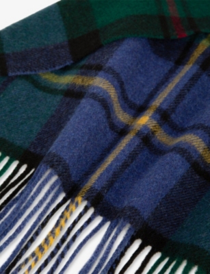 The Kooples Womens Green Multico Tartan Checked Wool-blend Scarf In Multi