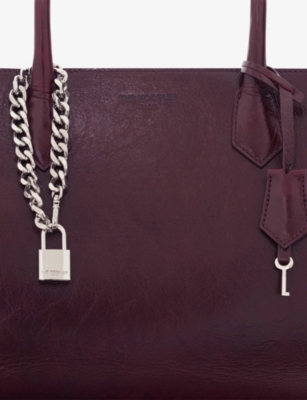 The Kooples Womens Bordeaux Ming Large Leather Tote Bag In Burgundy