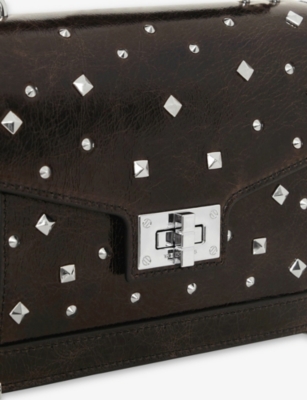 The Kooples Womens Brown Emily Small Stud-embellished Leather Top-handle Bag In Brown