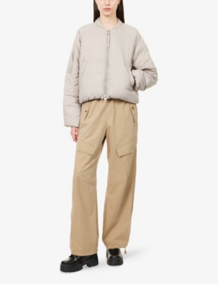 Canada Goose Quilted Bomber Jacket Featuring Long Sleeves In White